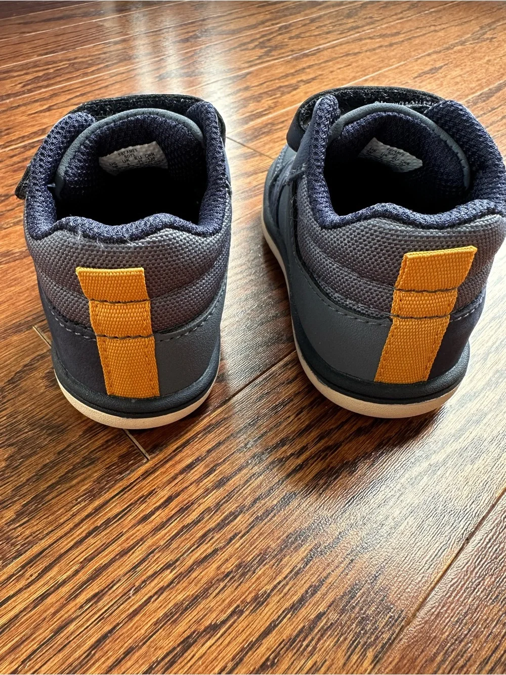 NWOT Stride Rite Ames Navy and Gray Boot/Sneakers with Yellow Accent